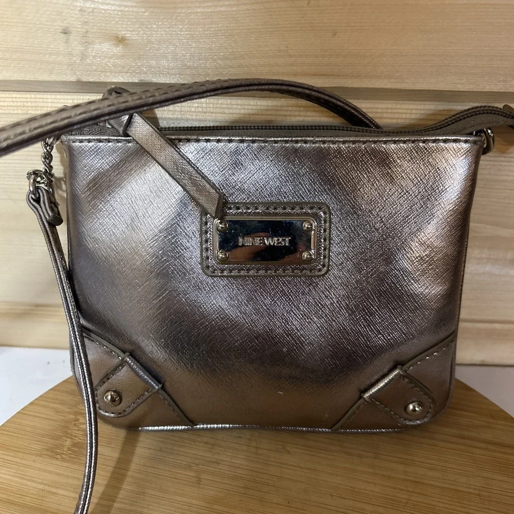 Nine West Crossbody Bag Purse Silver Small
